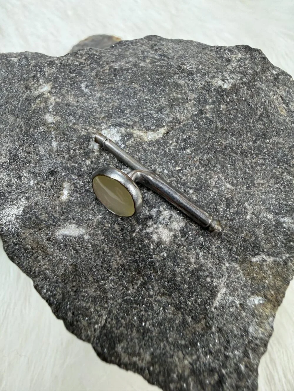 Single Mother of Pearl MOP Silver Tone Shirt Button Stud